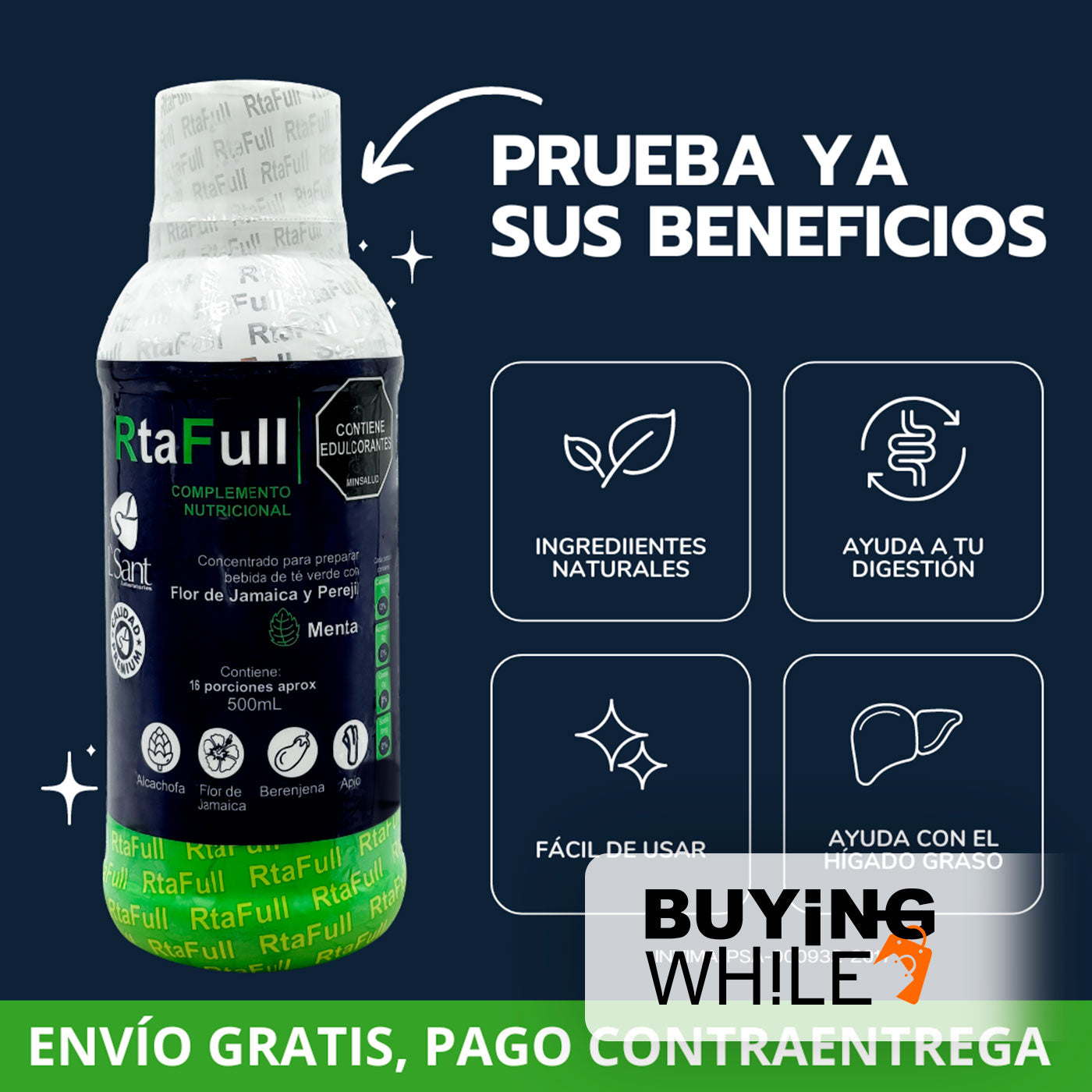 RTAFULL COMPLEMENTO NUTRICIONAL CON TÉ VERDE, FLOR DE JAMAICA Y PEREJIL®