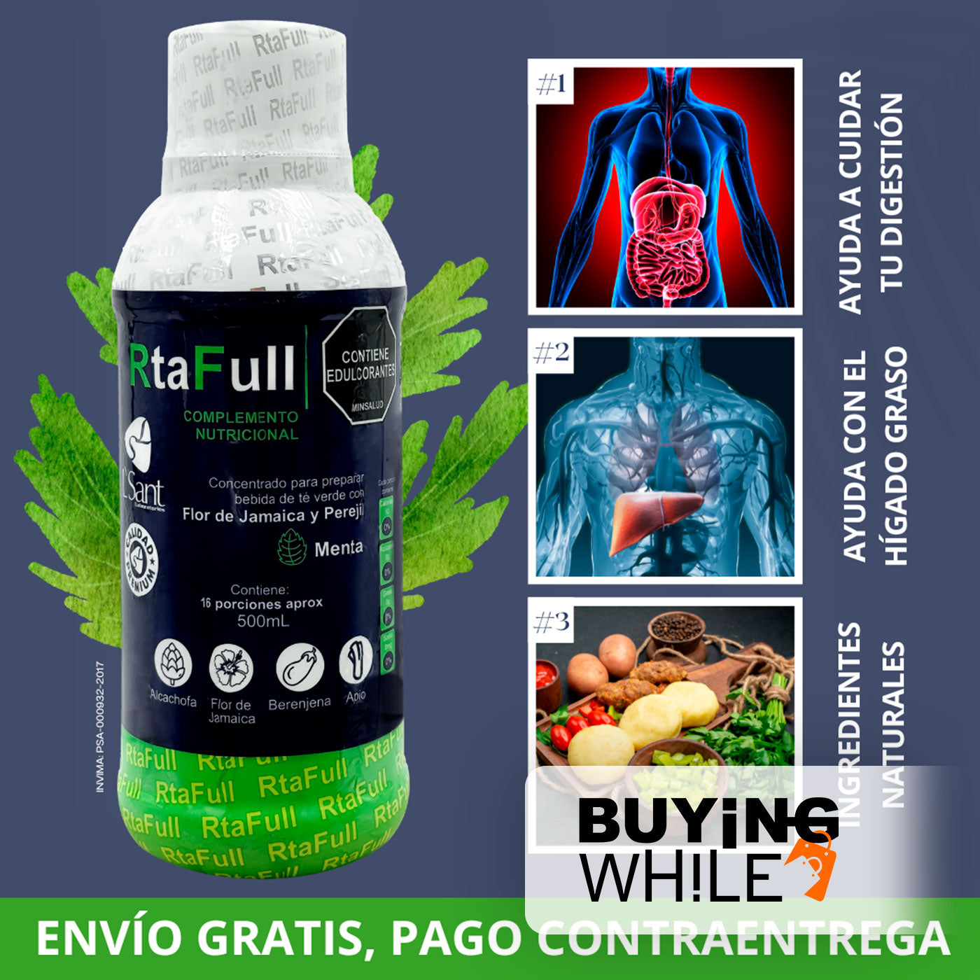 RTAFULL COMPLEMENTO NUTRICIONAL CON TÉ VERDE, FLOR DE JAMAICA Y PEREJIL®